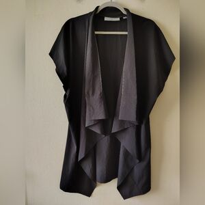 Avenue Black Waterfall Lightweight Open Front Kimono Cape Duster Cardigan 22/24